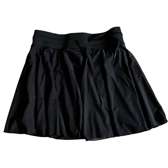 Halara Drawstring Contrast Mesh 2-in-1 Skirt Sz Medium Womens Black Flowy Dance - Picture 10 of 12